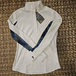 R.J. Classics Equestrian White Show Shirt with Blue Paisley Dover Saddlery